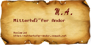 Mitterhöfer Andor névjegykártya